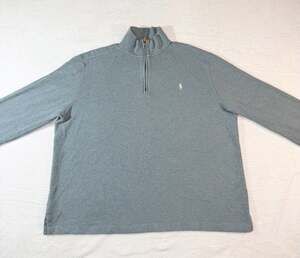 Polo Ralph Lauren Men's Slate Green Estate Rib 1/4 Zip Pullover Sweater, XL